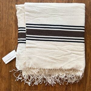 NEW Vince woven cotton Border Stripe woven blanket
